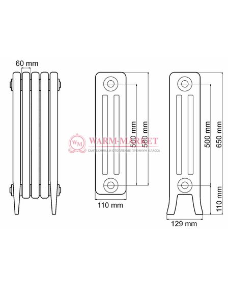 Чугунный радиатор Viadrus Karol 500/110