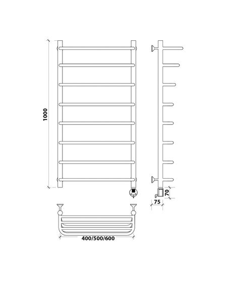 Электрический полотенцесушитель Secado Мерида 2 СП из нержавеющей стали