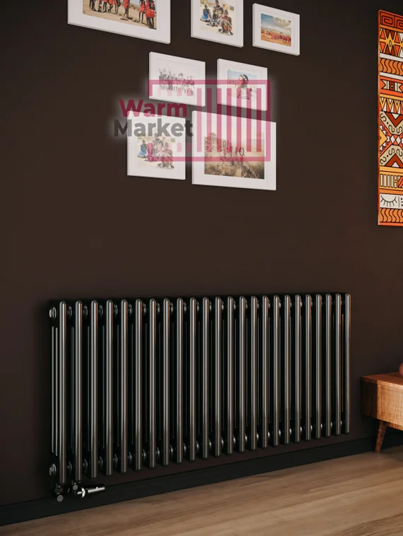 Трубчатый радиатор Solira 3070 N69 твв нижнее подключение с термостатикой, антрацит (RAL 7016)