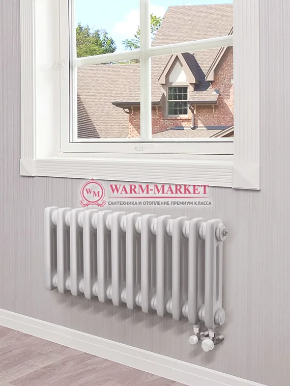 Трубчатый радиатор Dia Norm 3037-12 секций, трехтрубный с нижним подключением с вентилем.