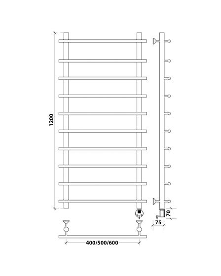 Электрический полотенцесушитель Secado Турин 1 из нержавеющей стали