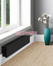 Dia Norm Plan Compact FC 22, высотой 300 мм - гладкий панельный радиатор с боковым подключением черного цвета