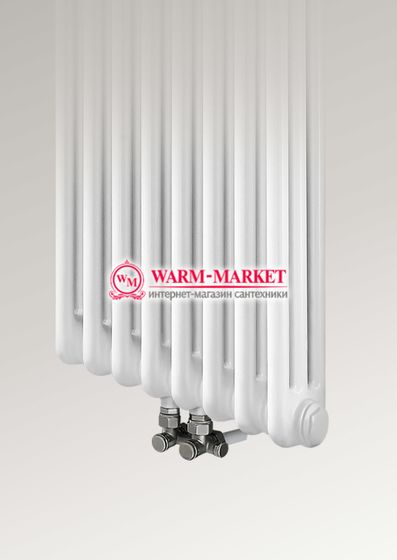 Вертикальный трубчатый радиатор, двухтрубный с нижним центральным подключением.