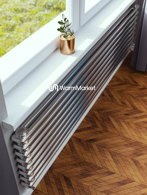 Axxinot Sentir Chrome Z 2180 - горизонтальный трубчатый радиатор шириной 1800 мм, нижнее разнесенное подключение