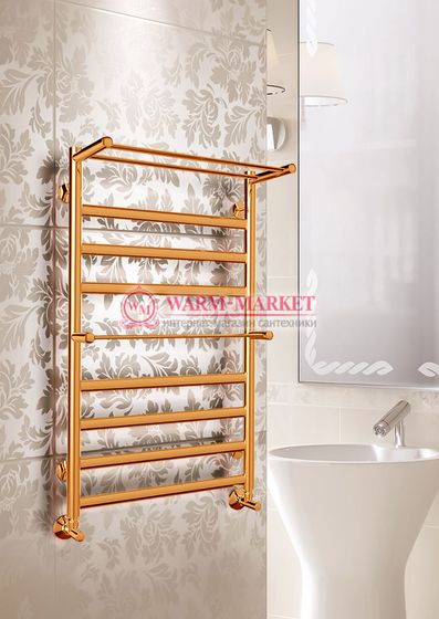 Hendriks-водяной полотенцесушитель с двумя полками, нижнее подключение цвет бронза