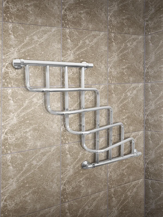 Kaskad White - белый водяной полотенцесушитель оригинальной формы