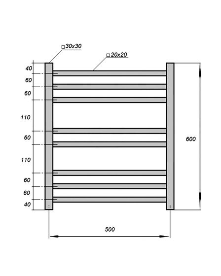 Полотенцесушитель электрический Solent Nuovo SR-001 600х500 П8 белый