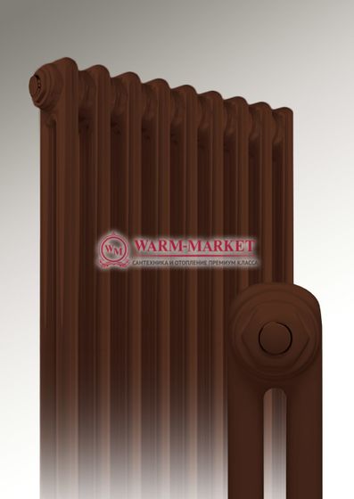 Трубчатый вертикальный радиатор Dia Norm 2180 двухтрубный с нижним центральным подключением коричневого цвета