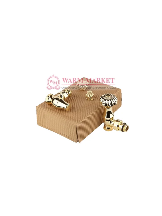 Комплект для подключения радиатора Old Style угловой, золото