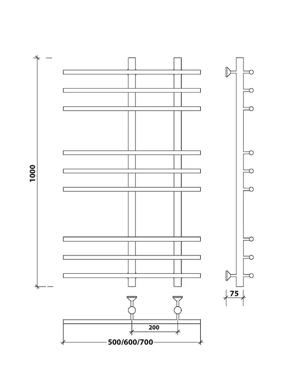 Водяной полотенцесушитель Secado Турин 3 из нержавеющей стали