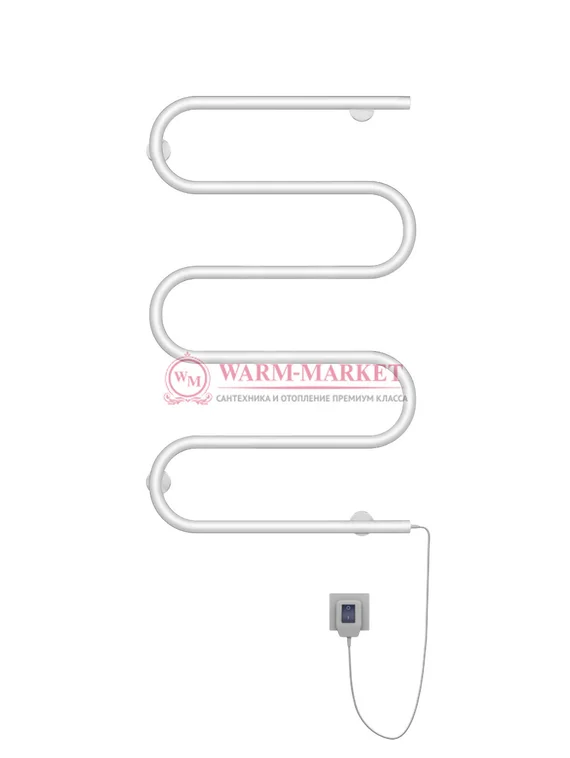 Ш-образный электрический полотенцесушитель, белый