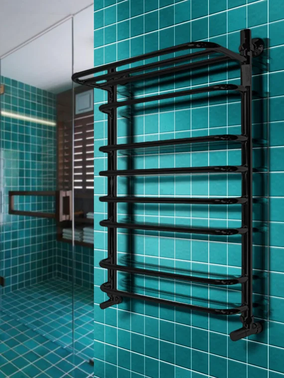 Magia P Black - черный полотенцесушитель с греющей полкой