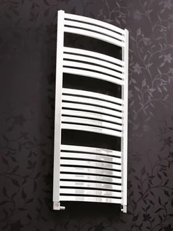 Белый полотенцесушитель Terma Dexter с изогнутыми перекладинами прямоугольной формы