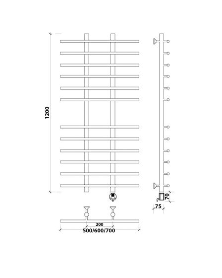 Электрический полотенцесушитель Secado Турин 4 из нержавеющей стали