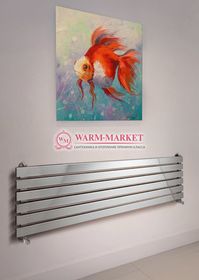 Barletta 416х1400 – горизонтальный широкий дизайнерский полотенцесушитель цвет хром