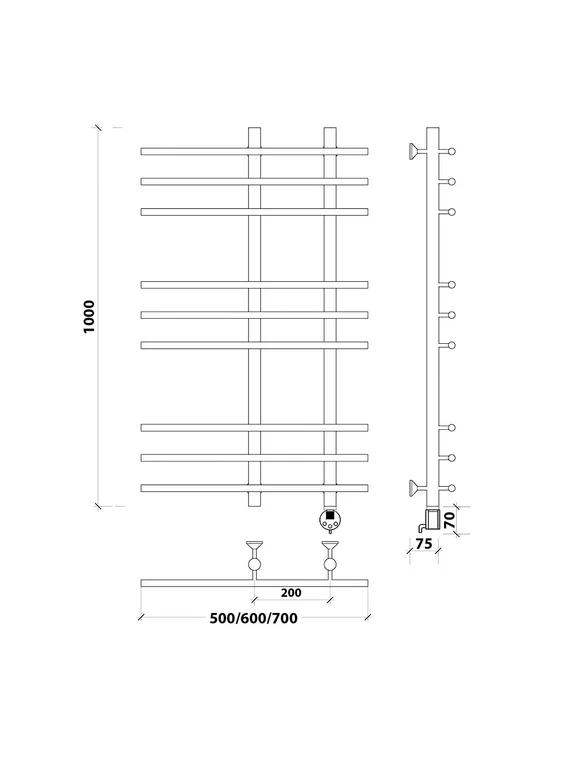 Электрический полотенцесушитель Secado Турин 3 из нержавеющей стали
