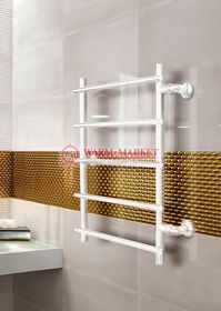 Quinta White - белый полотенцесушитель с перекладинами внахлест, боковое подключение