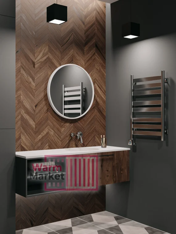 Axxinot V 50 E - электрический  дизайн полотенцесушитель с квадратным и прямоугольным профилем из нержавеющей стали