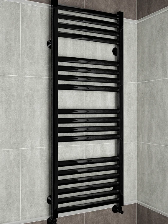 Greta  - водяной дизайн полотенцесушитель черного цвета.