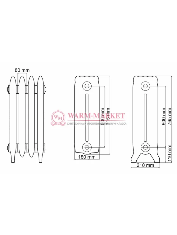 Чугунный радиатор Demir Dokum Nostalgia 600