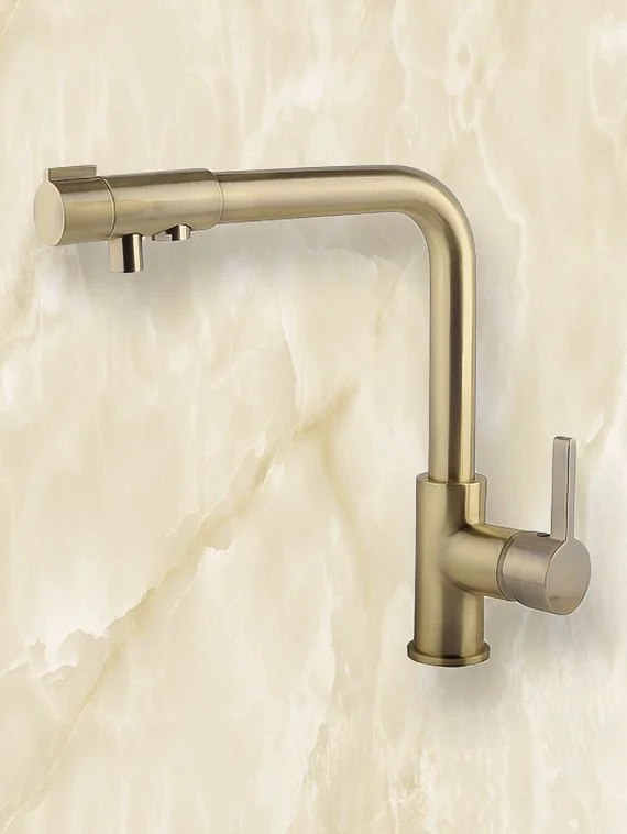 Timo Nette Antic - бронзовый смеситель для кухни высокий излив