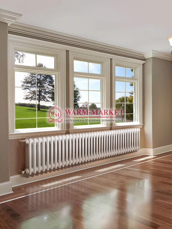 Трубчатый радиатор Purmo Delta 2057-38 секций, двухтрубный с боковым подключением.