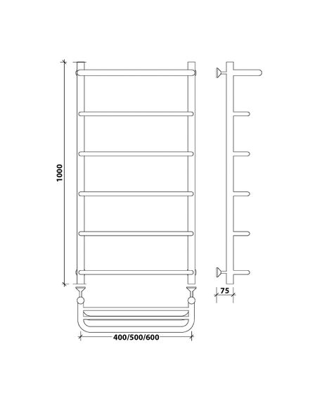 Водяной полотенцесушитель Secado Мерида 2 СП из нержавеющей стали