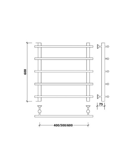 Водяной полотенцесушитель Secado Турин 1 из нержавеющей стали