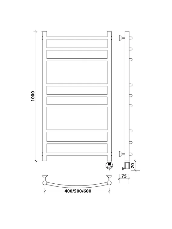 Электрический полотенцесушитель Secado Милан 3 из нержавеющей стали