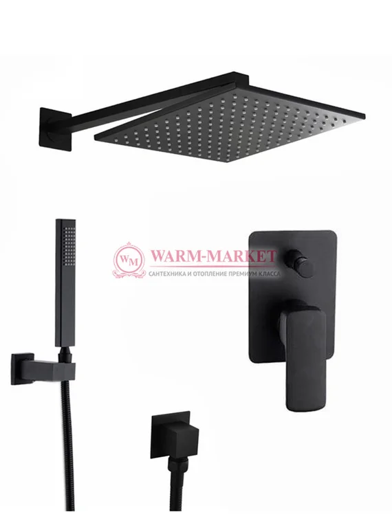 Душевой набор Warmer Black Line FL Cube 30039005-8D