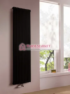 Трубчатый вертикальный радиатор Dia Norm 2180 двухтрубный с нижним центральным подключением черного цвета