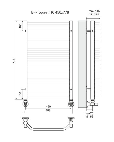 Виктория П16 - электрический полотенцесушитель, цвет золото