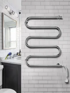 Электрический Ш-образный полотенцесушитель с терморегулятором