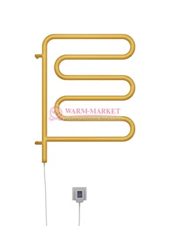 Ш-образный поворотный электрический полотенцесушитель, цвет золото