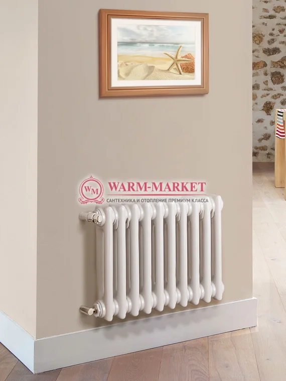 Трубчатый радиатор Purmo Delta 2057-8 секций, двухтрубный с боковым подключением.