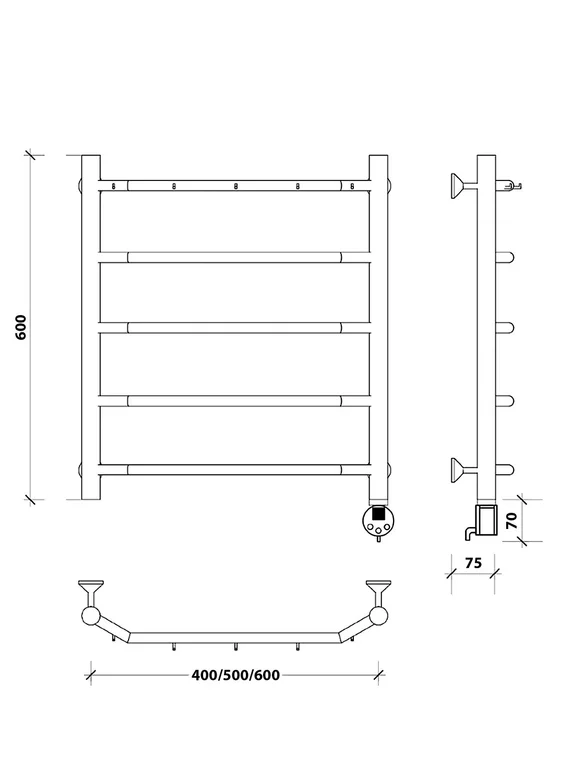 Электрический полотенцесушитель Secado Агата 1 К из нержавеющей стали