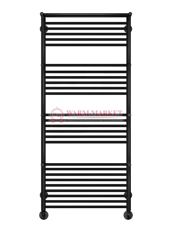 Аврора П27-4 - водяной полотенцесушитель с полками, нижнее подключение, черный