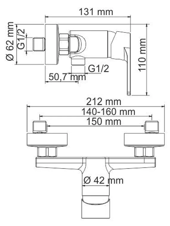 Смеситель для душа черный Dill 6102-Bl