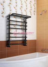 Arktur-черный полотенцесушитель из квадратного и круглого профиля с полкой