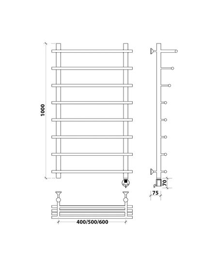 Электрический полотенцесушитель Secado Турин 6 из нержавеющей стали