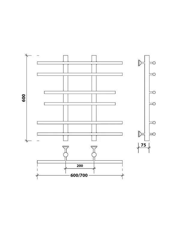 Водяной полотенцесушитель Secado Турин 2 из нержавеющей стали