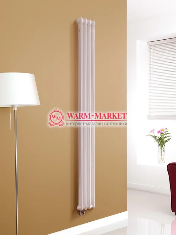 Вертикальный трубчатый радиатор Purmo Delta Lazerline 2180-4 секции, двухтрубный с нижним правым/левым подключением