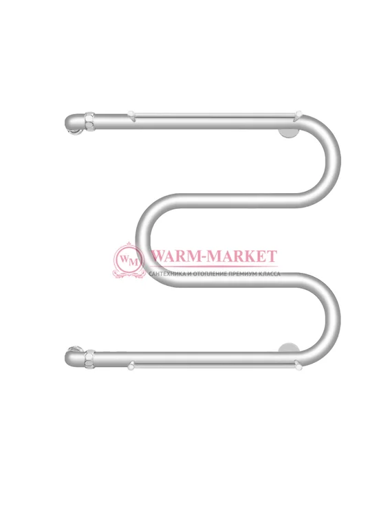 М-образный - водяной полотенцесушитель с полкой, боковое подключение, белый