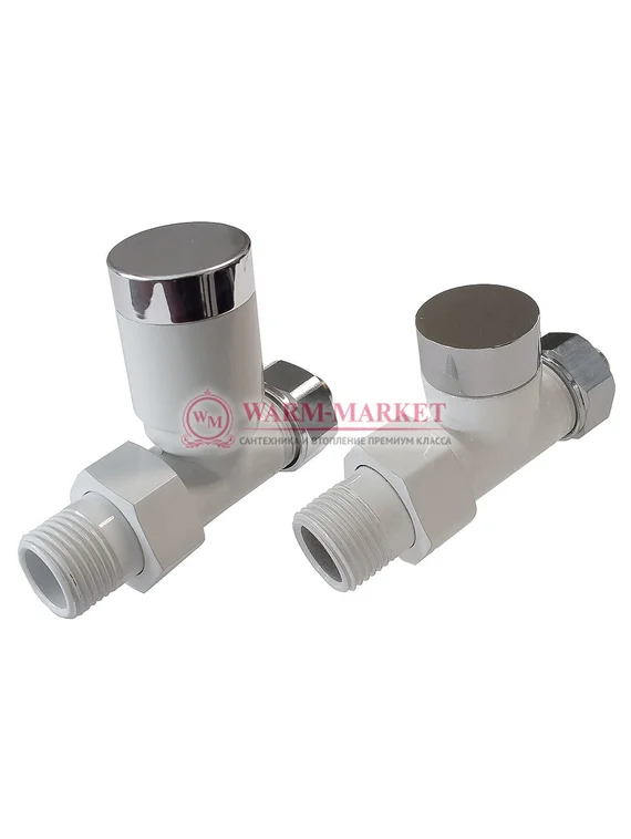 Комплект клапанов с ручной регулировкой Прямой Elegant 6042 Белый - Хром