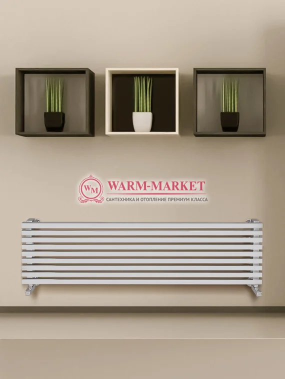 Trento 446х1400 – горизонтальный широкий дизайнерский полотенцесушитель цвет хром