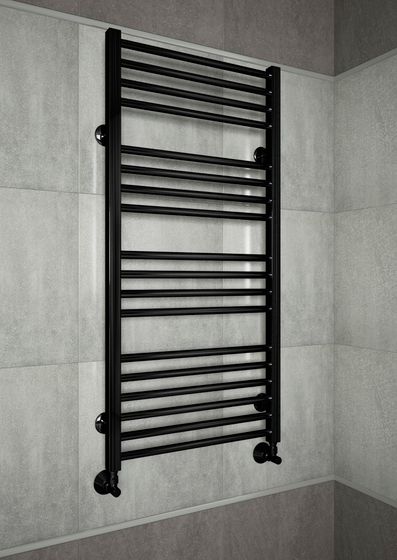 Sicilia E- черный электрический полотенцесушитель с квадратными вертикалями.