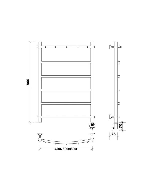 Электрический полотенцесушитель Secado Милан 1 К из нержавеющей стали