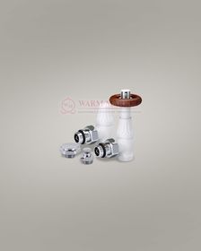 Комплект серии Old Style для подключения чугунного радиатора 1/2" угловой, белый