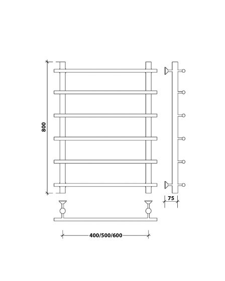 Водяной полотенцесушитель Secado Турин 1 из нержавеющей стали