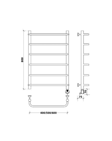 Электрический полотенцесушитель Secado Мерида 1 из нержавеющей стали